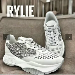 JIMMY CHOO の靴♪ ★ EMBELLISHED RYLIE ★ 【多色在庫】 Jimmy Choo 】 Rylie/ WhitexSilver キラキラスニーカー